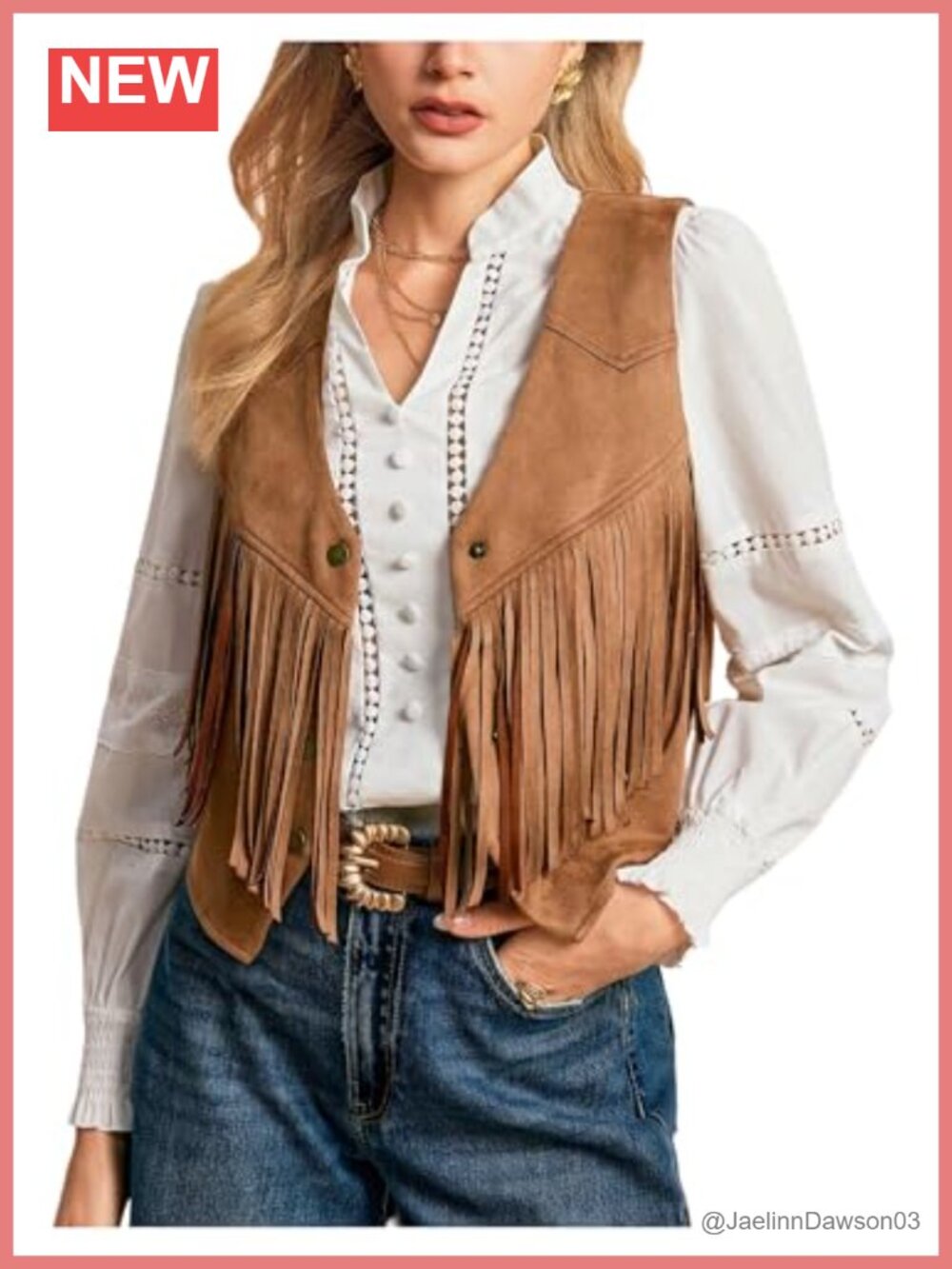 Faux Suede Fringe Vest Western Cowgirl Sleeveless Button Down Cropped
